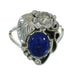 Lapis Sterling Silver Flower Southwestern Ring Size 7-1/4 AX88210